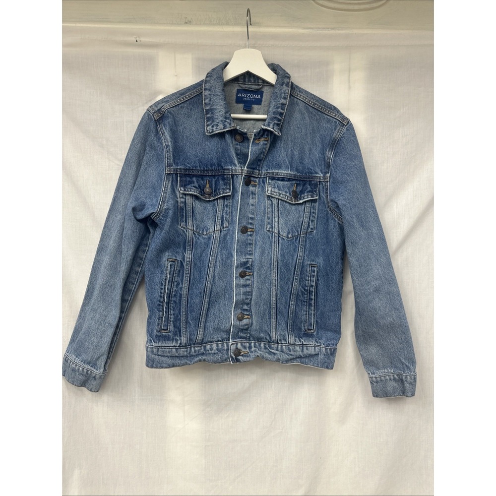 Vintage Y2K Arizona Jean Co Men's Medium Denim Jacket Metal Button-Up Distressed